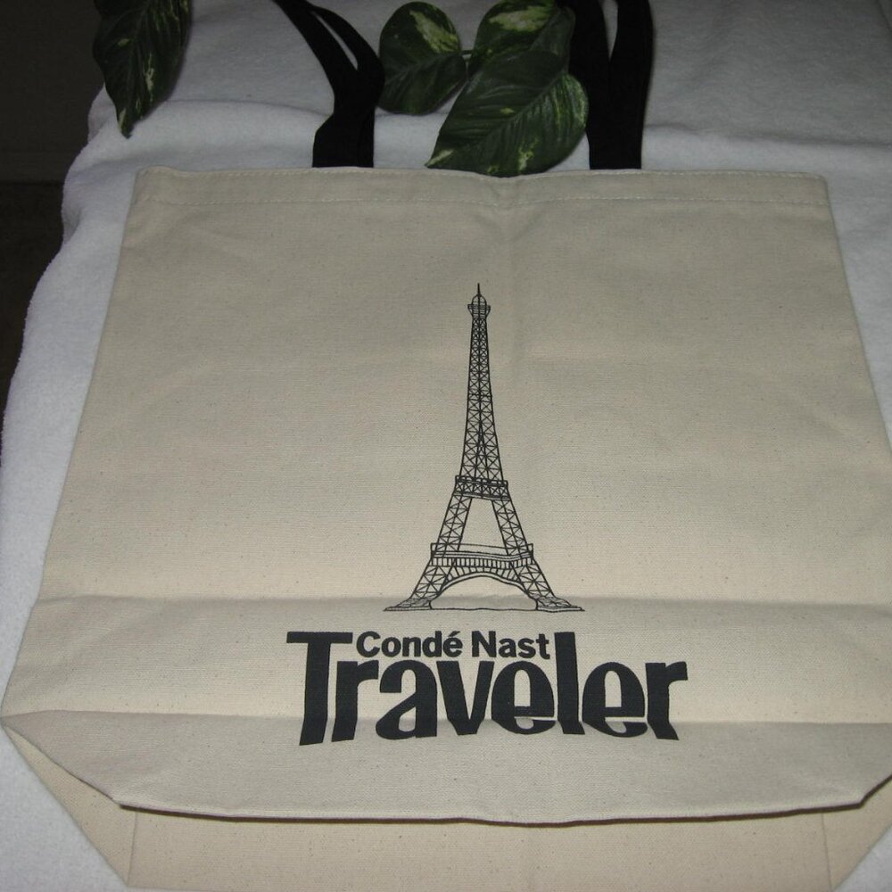 Conde Nast Traveler Eiffel Tower Canvas Tote Bag NWOT